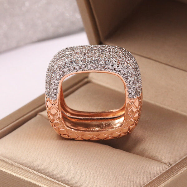 HOYON 14K Rose Gold Women's Jewelry Exquisite Anillos De Wedding Bizuteria Hip Hop Square Natural Diamond Ring for Men