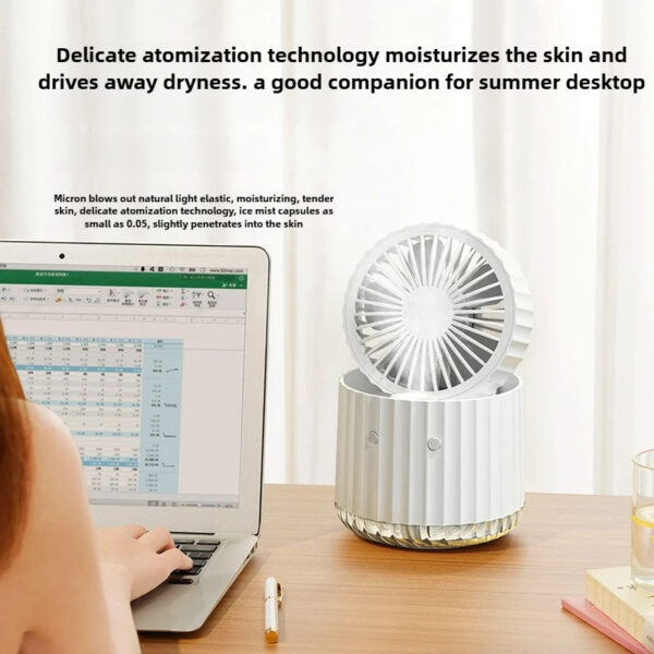 Foldable air cooler spray humidification small dormitory desktop usb charging portable fan