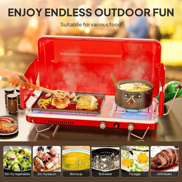 3e8f53ef7cfc8e1b ROVSUN 2-in-1 Portable Camping Stove with Grill