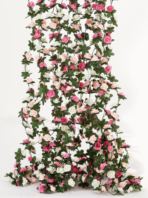 3ea0dcda6f07011b PARTY JOY 5pcs 41Ft Flower Garland Fake Rose Vine Artificial Flowers Hanging Rose Ivy Hanging Baskets Wedding Arch Garden Background Decor