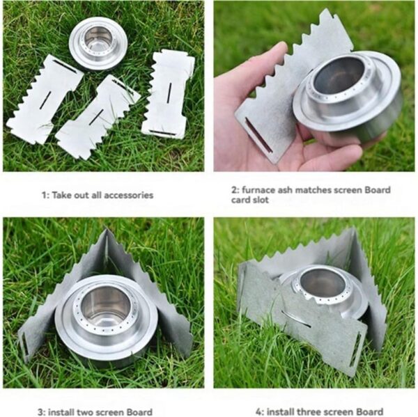 Kdouehg Tragbarer Mini-Spirituskocher mit Kreuz-Ständer, Spiritusbrenner für Outdoor-Camping, Wandern, Rucksackreisen, Kochen B