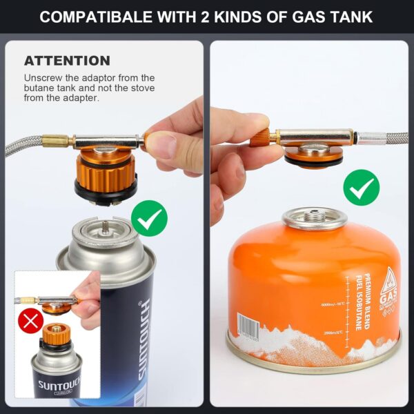 3eb01c45f41e3496 Odoland Campingkocher Gaskocher mit Adapter und Faltbar Aluminium Gas Campingkocher für Schraubkartusche Gasbrenner Faltbar Camping Kocher für Wandern Picknick Outdoor