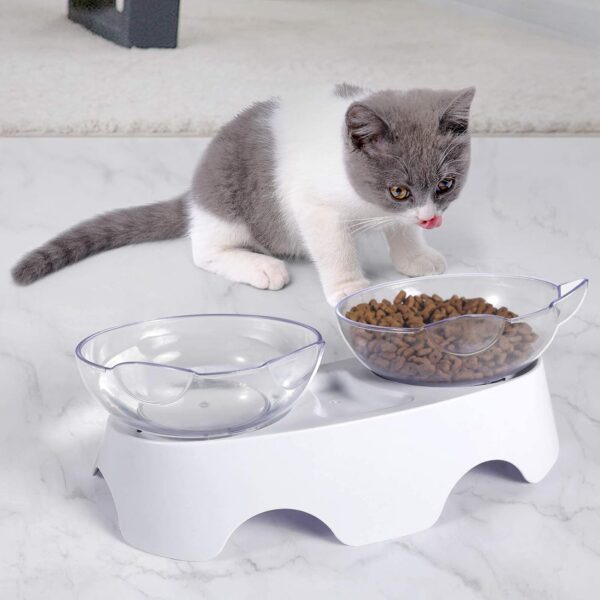 MILIFUN Cat Bowls, Cat Food Bowls Elevated Tilted, Anti Vomiting Kitty Bowls for Puppy and Bunny, Orthopedic Cat Bowls for Indoor Cats. (Pink)