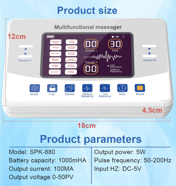 3ee9fc550cc4f7b4 12 Modes Low Frequency Therapy Device TENS Machine EMS Muscle Stimulator Electronic Pulse Massager Myostimulation Apparatus