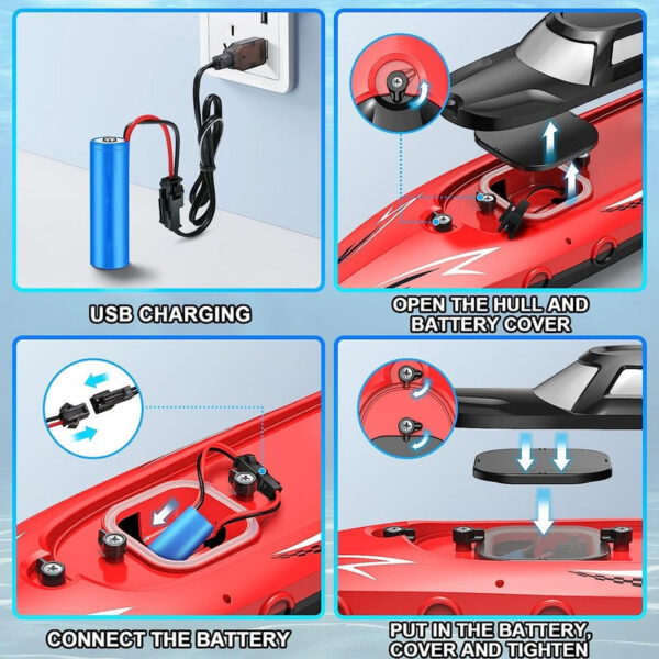3eed5d09e287d6a8 Cross-Border Electric Toy Charging 2.4G Control Boat Double Spiral Pulp High-Speed Water Remote Contr