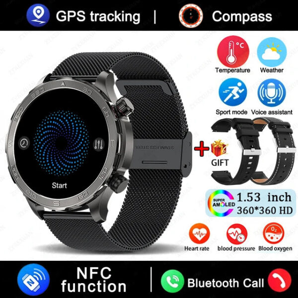 3ef5a87e7117dc1b New GPS Track Smart Watch Men AMOLED HD Screen Outdoor Sports Fitness Heart Rate NFC IP68 Waterproof Bluetooth Call Smart Watch