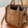Mini Canvas Satchel Bag With Top Handle, Multi Pockets Shoulder Bag, Portable Lunch Box Storage Bag