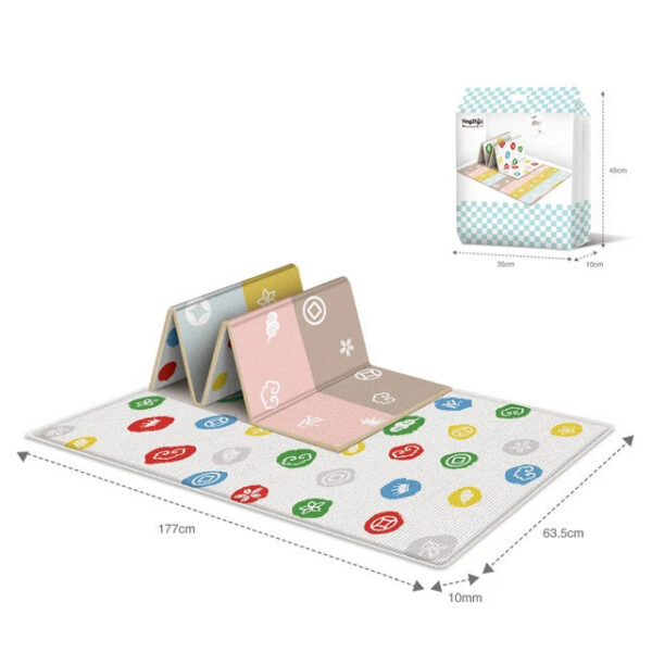 177*64cm Baby Play Foldable Waterproof Children Carpet Double-Sided Pattern Educational Outdoor Camping Mat Easy to Carry