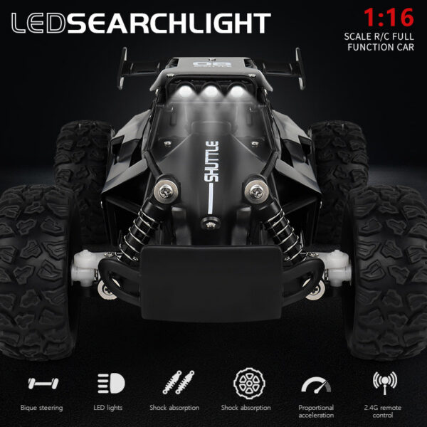 ZWN 1:16 2.4Gh Model RC Car With LED Lights 2WD Off-road Remote Control Climbing Vehicle Outdoor Cars Toys for Boys Girls Gifts