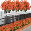 21 Bundles Artificial Outdoor UV Resistant Flowers No Fade Fake Outside Flowers Plastic Greenery Faux Shrubs Garden Porch Window Box Home Decoration(Purple)