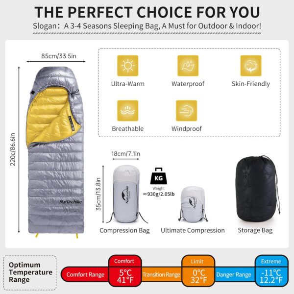 3f560da03b660d12 Naturehike Sleeping Bag for Adult, Teen, for 3-4 Seasons, Lightweight, Waterproof, Ultra-Warm Mummy Sleeping Bag for Indoor, Camping, Hiking, Backpacking, Mountaineering