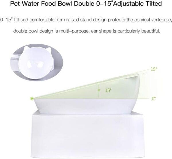 Marchul 3 in 1 Cat Bowl, Cat Food and Water Bowl Set, 10°Tilted Cat Food Bowl, Raised Cat Bowl with Automatic Water Dispenser Bottle, Detachable Wet and Dry Cat Dishs for Cat and Puppy
