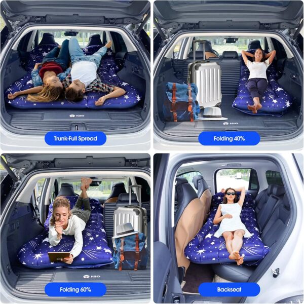 SUV Air Mattress Camping Bed Cushion Pillow, Inflatable, Car Portable Bed Back Seat (Starry Blue)
