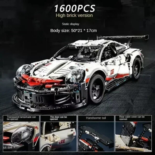 3f6b90993b3fbbef 1600+PCS 911RSR Technical 1:8 Building Blocks RC with Lights Racing Car Compatible 42096 Famous Sport Vehicle Model DIY Kid Toy