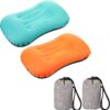 Camping Travel Pillow-Compressible,Ultralight Inflatable,Compact, Comfortable, Ergonomic Inflating Pillows for Neck & Lumbar Support While Camp, Hiking, Backpacking (Blue+Orange 2pcs)