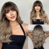 3f875fa3ea37e082 Long Black Wavy Synthetic with Bangs for Women Body Wave Wigs Cosplay Daily Natural Use Hair Heat Resistant