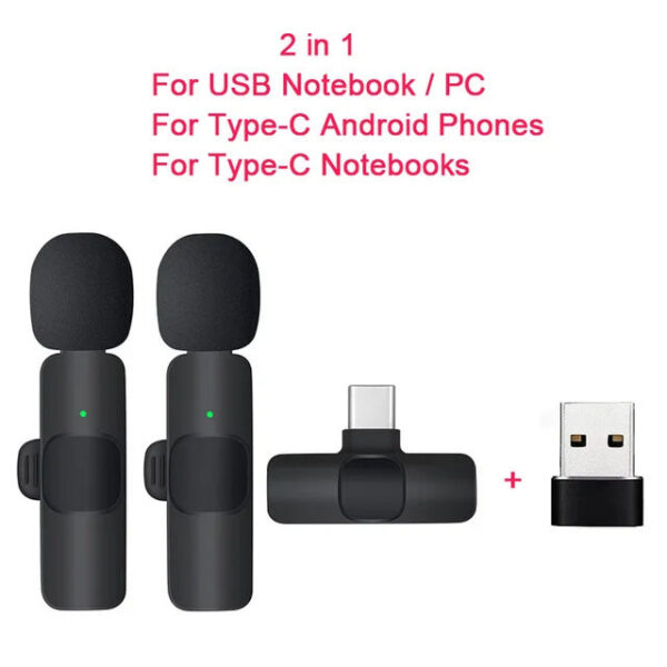 Mini Portable Wireless Tie Microphone Lavalier Mic For Iphone Android MobilePhone Interview Recording Live Vlog Broadcast Gaming