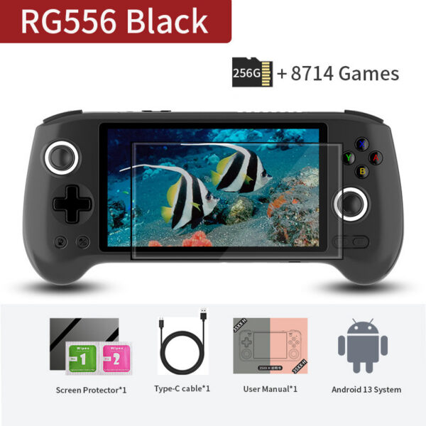 3f9ee71f58c928e6 ANBERNIC RG556 Retro Handheld Game Console Android 13 System 5.48 inch AMOLED Screen T820 Video Player Built-in Hall Trigger Fan