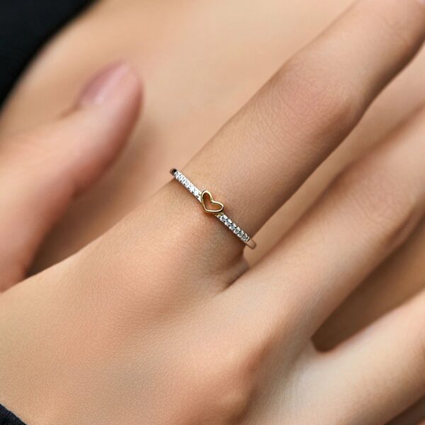 3fa7fb24b78be754 MODIAN 925 Sterling Silver Simple Romantic Heart Finger Ring Trendy Metallic Contrast Design Rings For Women Fine Jewelry