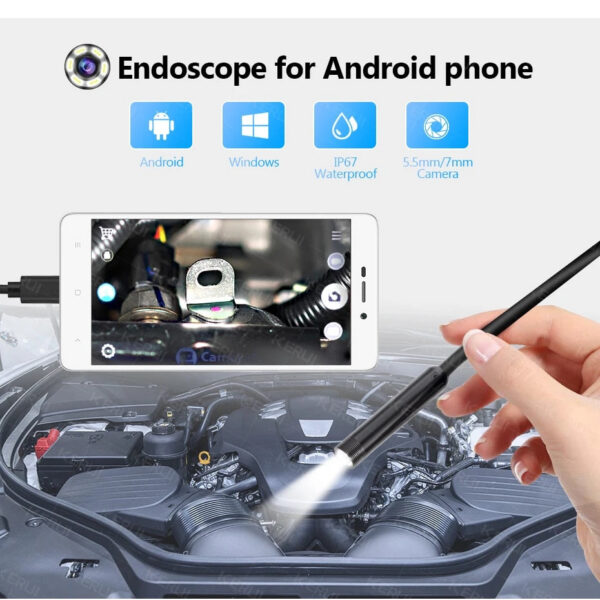 3fb1a237dce5695f 7MM Android Endoscope 3 IN1 Micro USB Type C Borescope Mini Camera Waterproof LED Car Inspection For HUAWEI XIAOMI PC