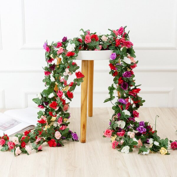 2.5m 1.8m Flower For Garland White Pink Home Room Wedding Decoration Silk Artificial Rose Vine Han