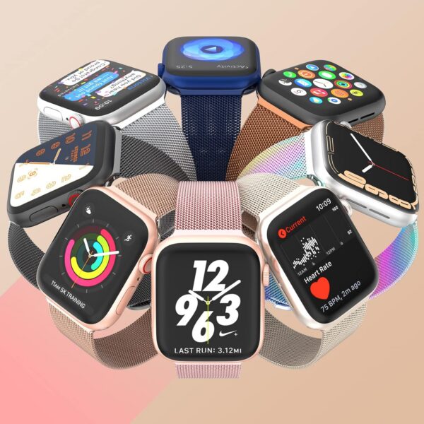 Marge Plus for Apple Watch Band Series Ultra 8 7 6 5 4 3 2 1 SE 38mm 40mm 41mm 42mm 44mm 45mm 49mm Women and Men, Stainless Steel Mesh Loop Magnetic Clasp Replacement for iWatch Bands