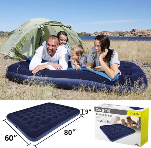 3ff8ca152abf708e Queen Camping Air Mattress Inflatable Air Bed with Flocked Top