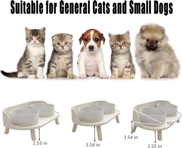 400c6e87ae68c016 Cat Food Bowls, Elevated Ceramics Dog Cat Bowls Stand with No-Spill Design,3 Adjustable Heights Anti Vomiting Cat Water Bowl,5 inches Raised Bowl for Medium and Small Size Dog Cats