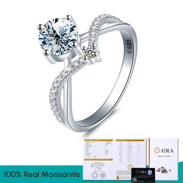 KNB Certified 0.5CT Moissanite Dia Princess Crown Rings for Women Original Sterg Sier Engagement Ring Fine Jewelry