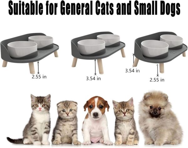 40210f4dd5a9630b Cat Food Bowls, Elevated Ceramics Dog Cat Bowls Stand with No-Spill Design,3 Adjustable Heights Anti Vomiting Cat Water Bowl,5 inches Raised Bowl for Medium and Small Size Dog Cats
