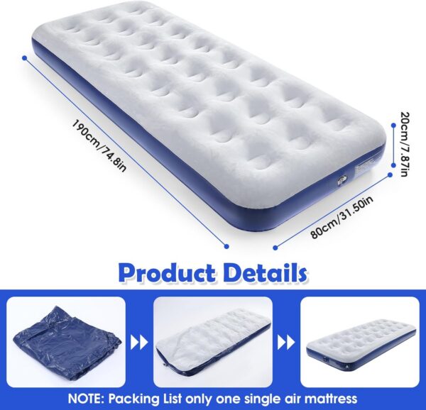 40220693af349b12 Camping Air Mattress Inflatable Air Bed Flocked Surface Travel Bed Sleeping Pad Air Bed for Outdoor Camping Tent Guest Travelling