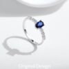 MODIAN 925 Sterling Silver Vintage Exquisite Basic Oval Blue Zirconia Finger Ring for Women Statement Ring Jewelry Gift
