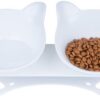4043ac818cab78b2 Anti Vomiting Cat Bowls - Elevated Tilted 15° Cat Food Bowl, Raised Plastic Cat Dishes with Non-Slip Rubber Base Stand Kitty Bowl for Cats (White)