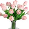 IPOPU 12PCS Pink Tulips Artificial Flowers for Decoration Fake Tulips Real Touch Fake Pink Flowers Artificial Floral Arrangements Pink Faux Tulips Decor Table Home Kitchen Wedding Decorations (Pink)