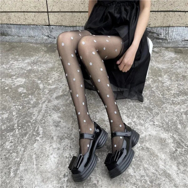 40606a1a624c308e Women Socks Polka Stockings Women's Spring And Summer Thin Snagging Resistant Pantyhose Jk Sexy Black Silk Ultra-Thin Dots Stockin