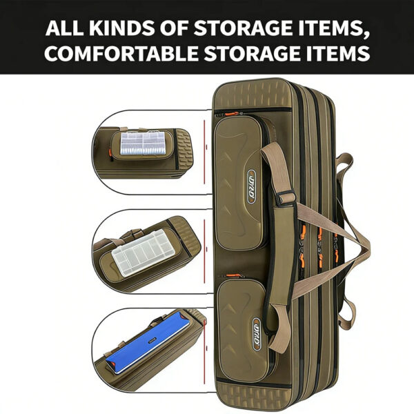 Multifunctional Fishing Rod Bag Spinning 2/3/4 Layers 80-130CM 1680D Oxford Reel Pole Gear Storage Case for Fishing Tackle