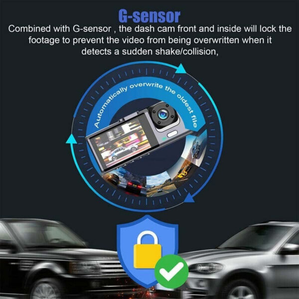 4072ff6e47a7da41 Dash Cam W/ IR Night Vision Loop Recording & 2" IPS Screen 1080P 3 Camera , video recorder, Vehicle DVR