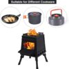 Lineslife Wood Burning Camp Stove, Portable Cast Iron Camping Wood Stove, Black Woodstove with Carrying Case for Backpacking Outdoor Cooking