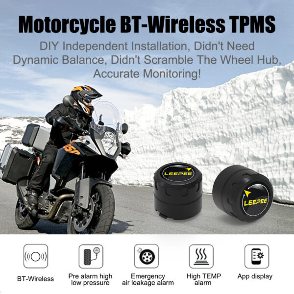 40893023831d1bfe Motorcycle TPMS 2 Sensors Bluetooth 4.0 5.0 Tire Pressure Monitoring System Pit Bike Tyre Tester Diagnostic Set Moto Accessories