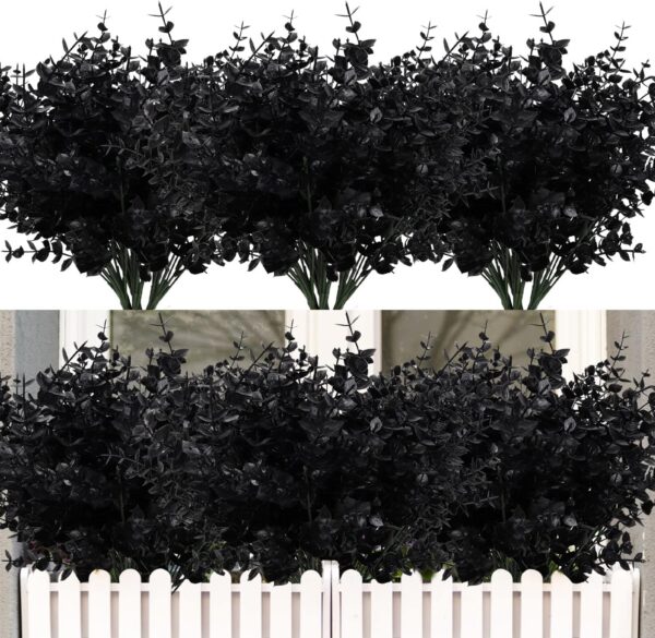 40968bb40370f93b RECUTMS 12 Bundles Outdoor Artificial Flowers UV Resistant Fake Boxwood Plants, Faux Greenery for Indoor Outside Hanging Plants Garden Porch Window Box Home Wedding Farmhouse Décor(Yellow)