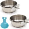 40a1191a952724e2 2PCS Bird Feeding Dish Cups with Spoon, Parrot Food Bowl Clamp Holder - Stainless Steel Coop Cup, Bird Cage Water Bowl for Parakeet African Greys Conure Cockatiels Lovebird Budgie Chinchilla