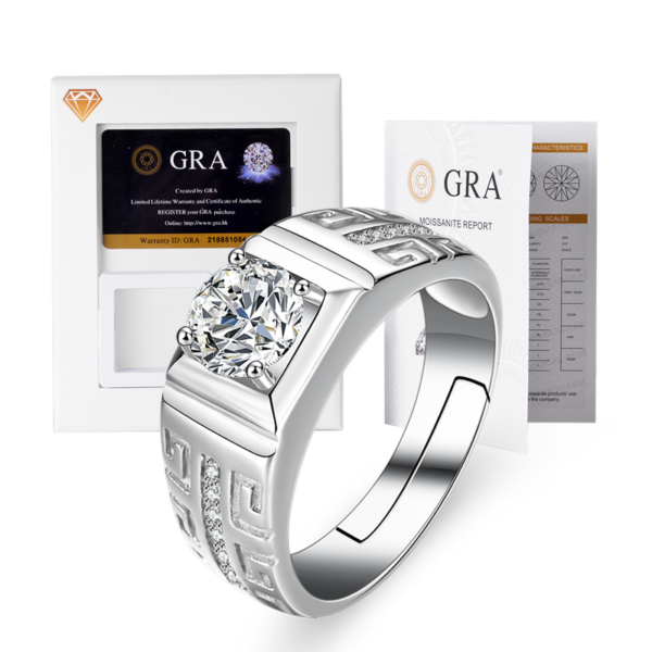 40a2056b7375d2dc Business high-end Mozambican stone one-carat diamond four-claw inlay shape of the men's ring domineering holiday gifts