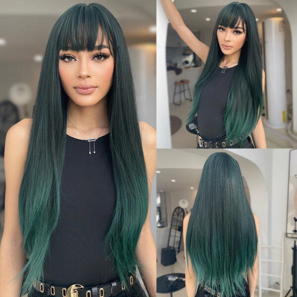 40b1ca3bc9aa0632 Light Wine Red Synthetic Wigs With Bangs for Women Long Straight Hair Wig Natural Cosplay Party Heat Resistant