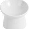 White Small Ceramic Raised Cat Bowls, Tilted Elevated Food or Water Bowls, Stress Free, Backflow Prevention, Dishwasher and Microwave Safe, Lead & Cadmium Free