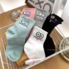 5 Pairs Cute Expression Print Comfy Funny All-match Mid Tube Socks, Women's Stockings & Hosiery