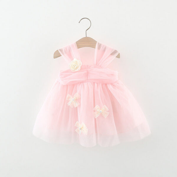 40bc0785ae6b9068 Sweet Flower Fairy Baby Girl Party Dresses Summer Solid Color Mesh Princess Evening Dress Kids Costume 0 to 3 Years Old Children