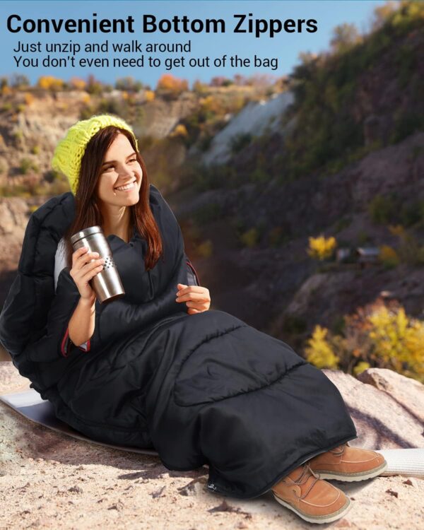 40ce237ab07cc72d Sleeping Bag for Adults 220×85cm, 3-4 Season Warm & Cool Weather Sleeping Bag with Zippered Holes for Adults & Kids Camping,Traveling, Music Festival and Outdoors,1.9KG