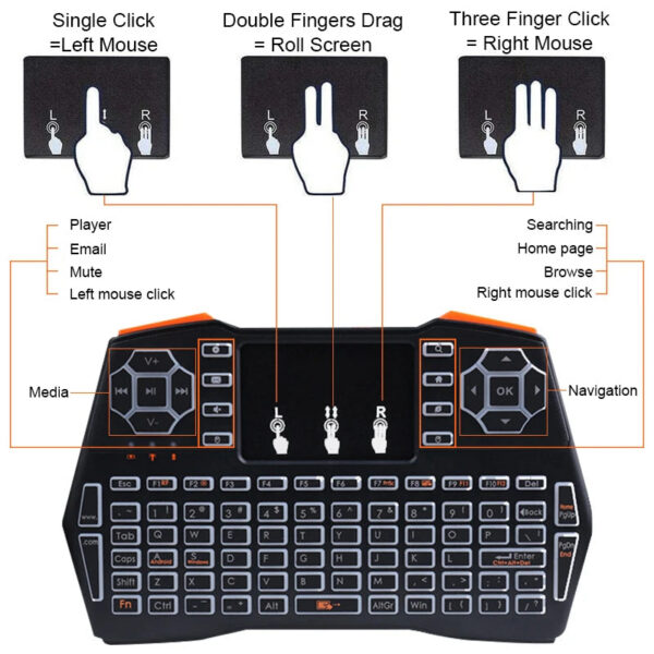 40dcfebb6e10ba6e i8 Plus No Backlit 2.4GHz Mini Wireless Keyboard With Touchpad English Russian Air Mouse Remote Control For Android TV Box PC
