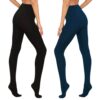 HA WA Fleece Lined for Women, 2 Pairs Opaque Warm Tights with Control Top Pantyhose