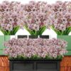 410b00f69224ccb3 AmyHomie 20 Bundles Artificial Flowers Outdoor UV Resistant Faux Flowers No Fade Fake Plastic Plants Garden Porch Window Box Decorating(Bright Yellow)